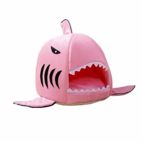 Shark Shape House Beds Tent Mat Small Dog Cat Puppy Beds Soft Dog House For Large Dogs Beds (Color: Pink, size: 58x58x50 cm)