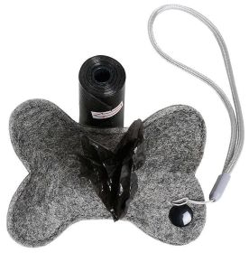 Pet Life Â® Fleece Dog Shaped Travel Waste Bag Dispenser with 2 Rolls (Color: Light Grey)