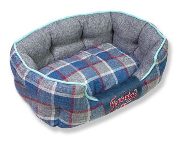 Touchdog Â® 'Archi-Checked' Designer Plaid Oval Dog Bed (Color: Blue)