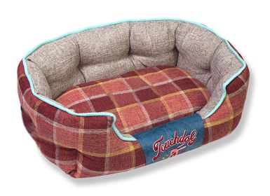 Touchdog Â® 'Archi-Checked' Designer Plaid Oval Dog Bed (Color: Red)