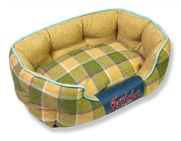 Touchdog Â® 'Archi-Checked' Designer Plaid Oval Dog Bed (Color: Yellow)