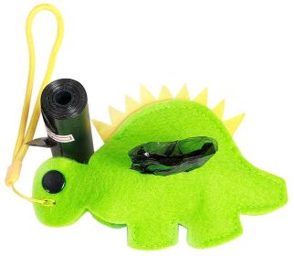 Pet Life Â® Fleece Dog Shaped Travel Waste Bag Dispenser with 2 Rolls (Color: Green)