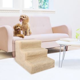 3 Steps Pet Stairs for Dogs and Cats - beige (Color: Beige)