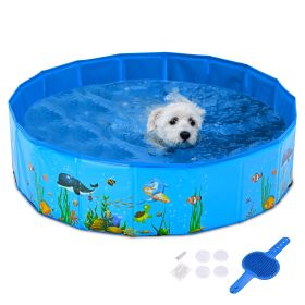 pet pool,Foldable Dog Pet Bath Pool Collapsible Dog Pet Pool Bathing Tub Kiddie Pool for Dogs Cats and Kids (Warehouse: LA01)