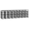 Outdoor Dog Kennel with Roof Steel 158.8 ftÂ²