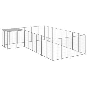 Dog Kennel Silver 117.2 ftÂ² Steel (Color: Silver)