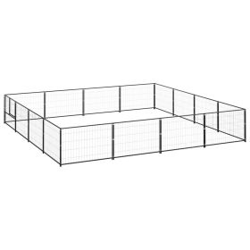 Dog Kennel Black 172.2 ftÂ² Steel (Color: Black)