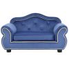 27" Pet Sofa, Dog sofa, Dog bed, Cat Sofa, Cat Bed, Wooden Frame And Velvet with Buttons And Beige Rope Lines, 4 Black Sturdy Plastic Sofa Feet