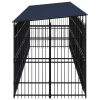 Outdoor Dog Kennel with Roof Steel 198.4 ftÂ²