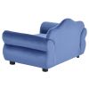 27" Pet Sofa, Dog sofa, Dog bed, Cat Sofa, Cat Bed, Wooden Frame And Velvet with Buttons And Beige Rope Lines, 4 Black Sturdy Plastic Sofa Feet