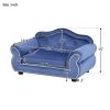 27" Pet Sofa, Dog sofa, Dog bed, Cat Sofa, Cat Bed, Wooden Frame And Velvet with Buttons And Beige Rope Lines, 4 Black Sturdy Plastic Sofa Feet